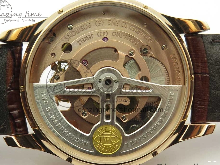 MIROTIME 0217 Portuguese Tourbillon IW5046 RG ZF Best Edition White Dial on Brown Leather Strap UrbanStyle 7144